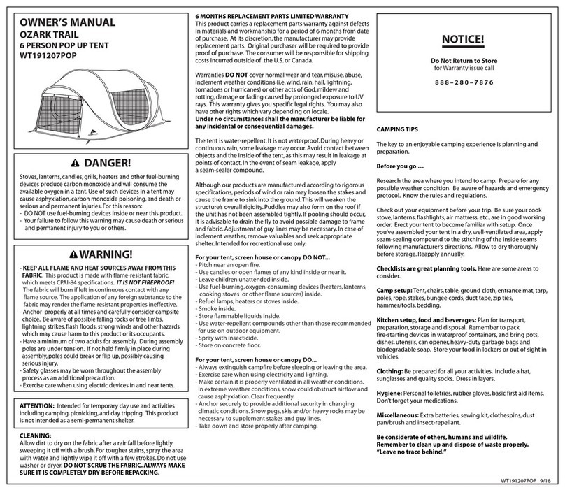 Ozark Trail WT191207POP owner's manual