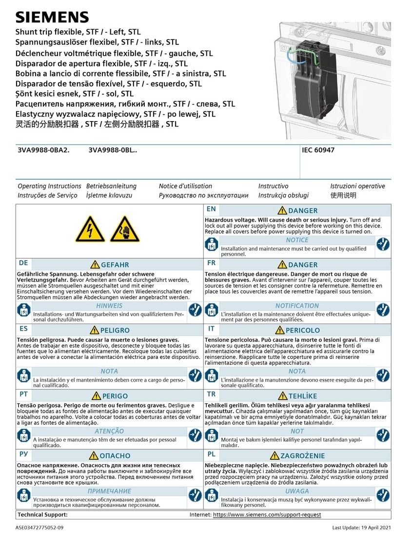 Siemens Sentron 3VA9988-0BA2 Series User manual