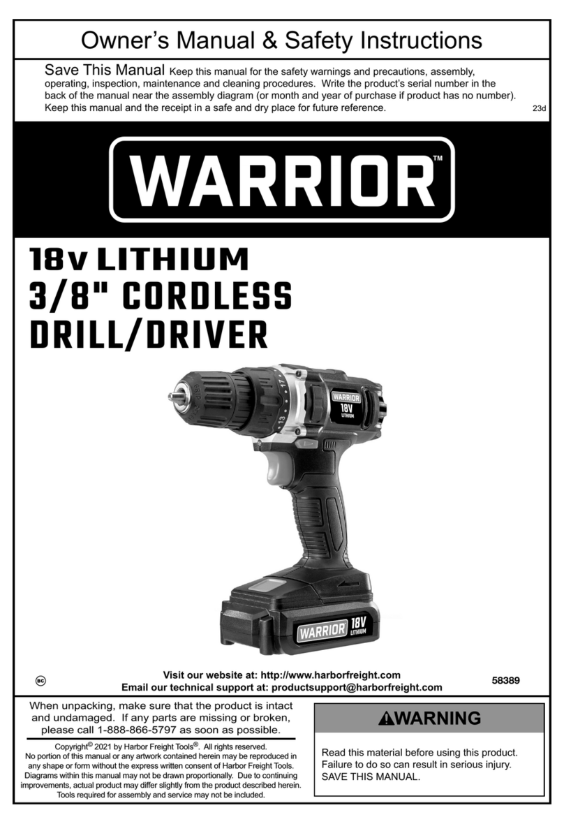 WARRIOR 58389 Owner's manual & safety instructions
