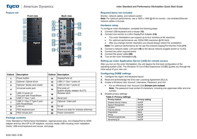 Johnson Controls tyco victor Standard Workstation quick start guide