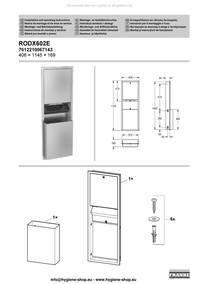 Franke RODX602E Installation and operating instructions