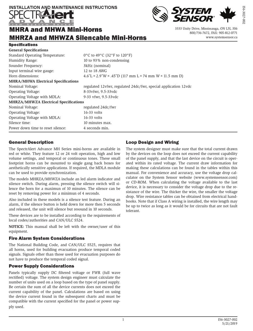 System Sensor SPECTR Alert Advance Series User manual