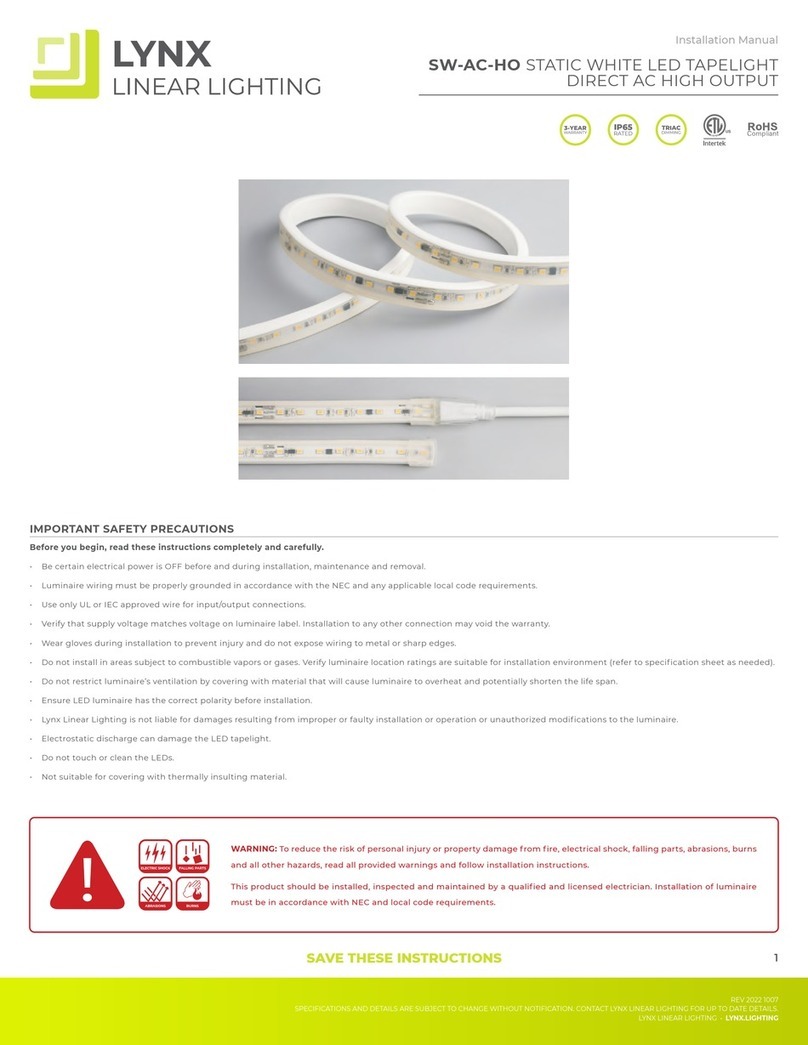 Lynx LINEAR LIGHTING SW-AC-HO installation manual