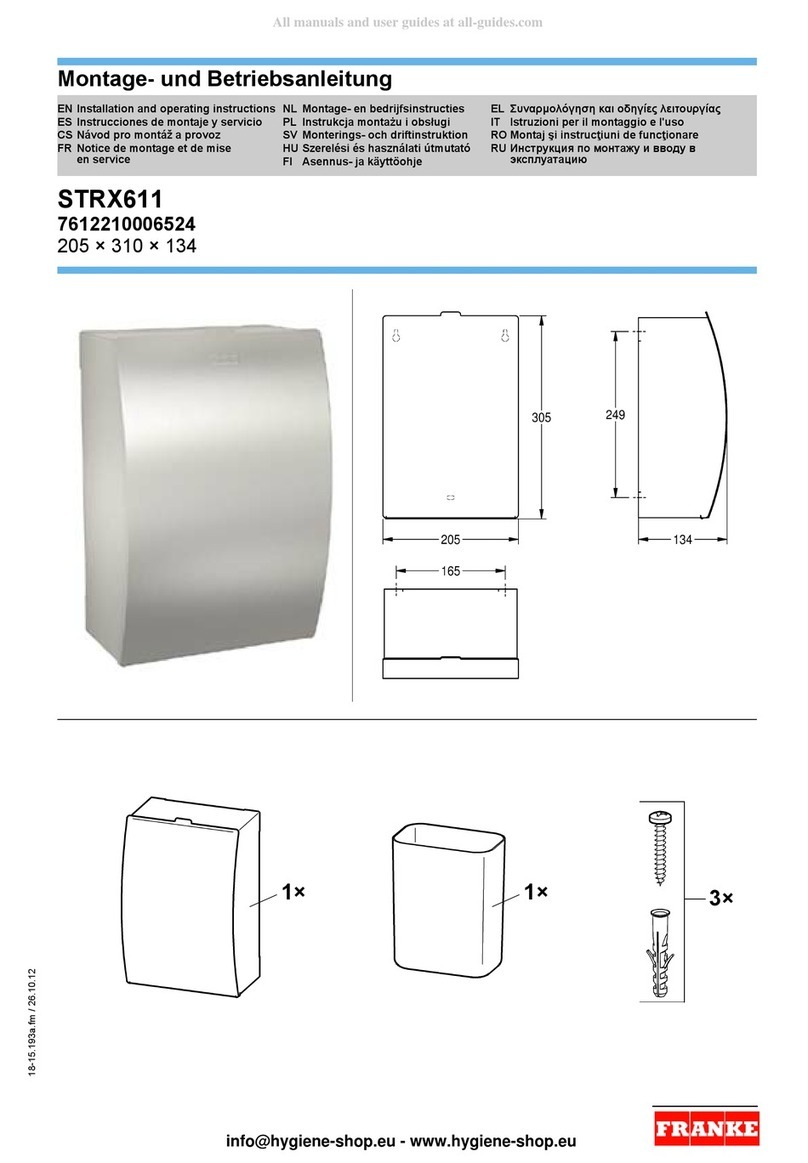 Franke STRX611 Installation and operating instructions