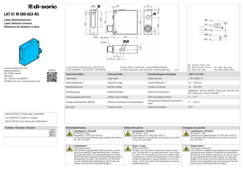 Di-soric LAT 51 M 500 UG3-B5 quick start guide
