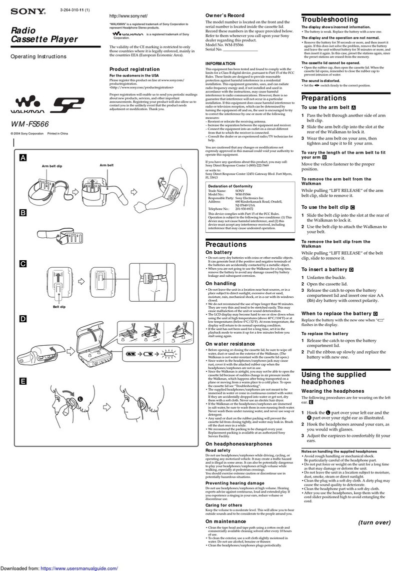 Sony Walkman WM-FS566 User manual