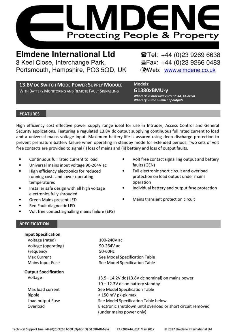 Elmdene G1380 BMU-y Series instruction sheet