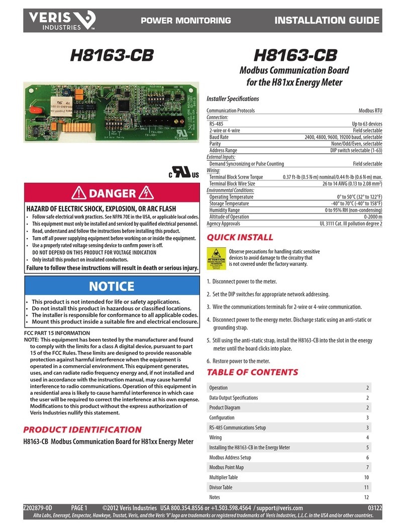 Veris Industries H8163-CB installation guide Veris Industries H8163-CB installation guide