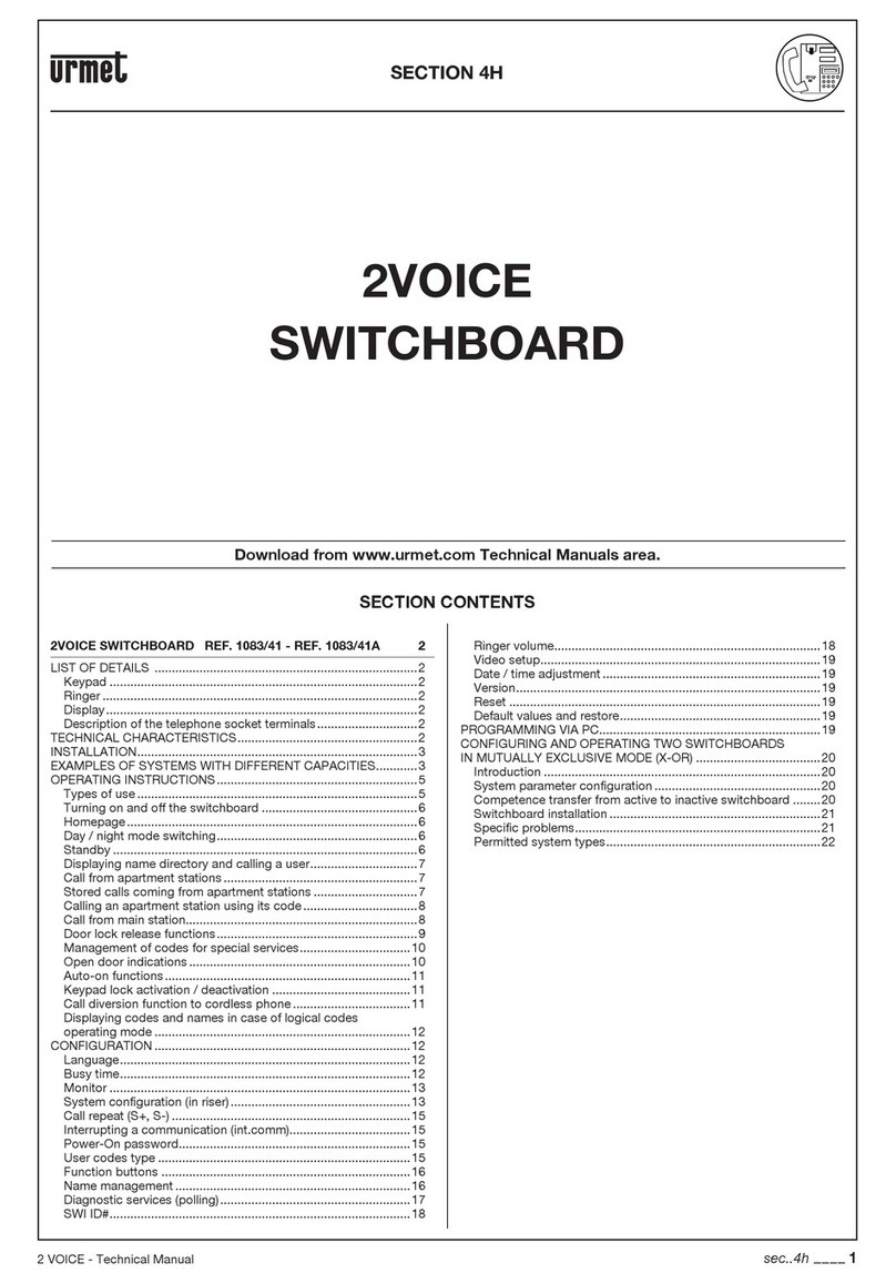 urmet domus 2VOICE SWITCHBOARD User manual
