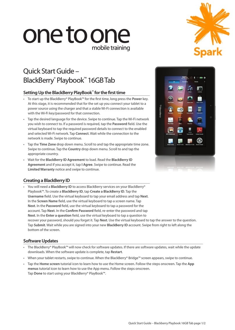 Blackbe;rry Playbook 16GB Tab quick start guide