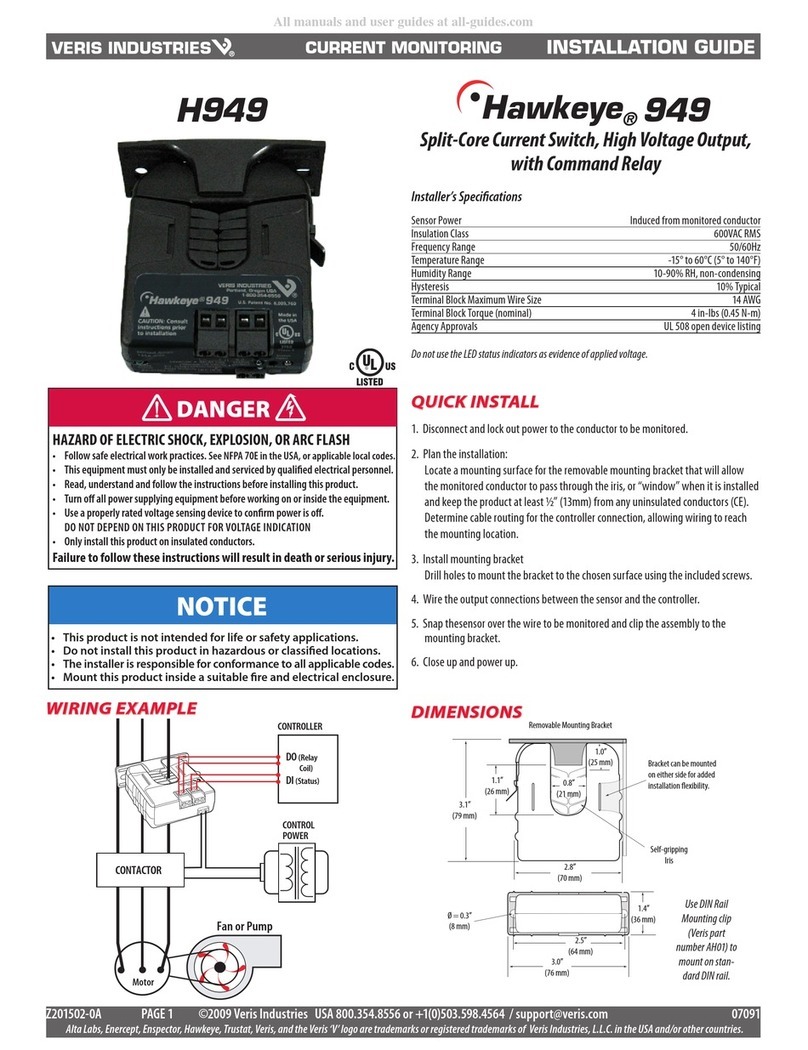 Veris Industries Hawkeye 949 User manual