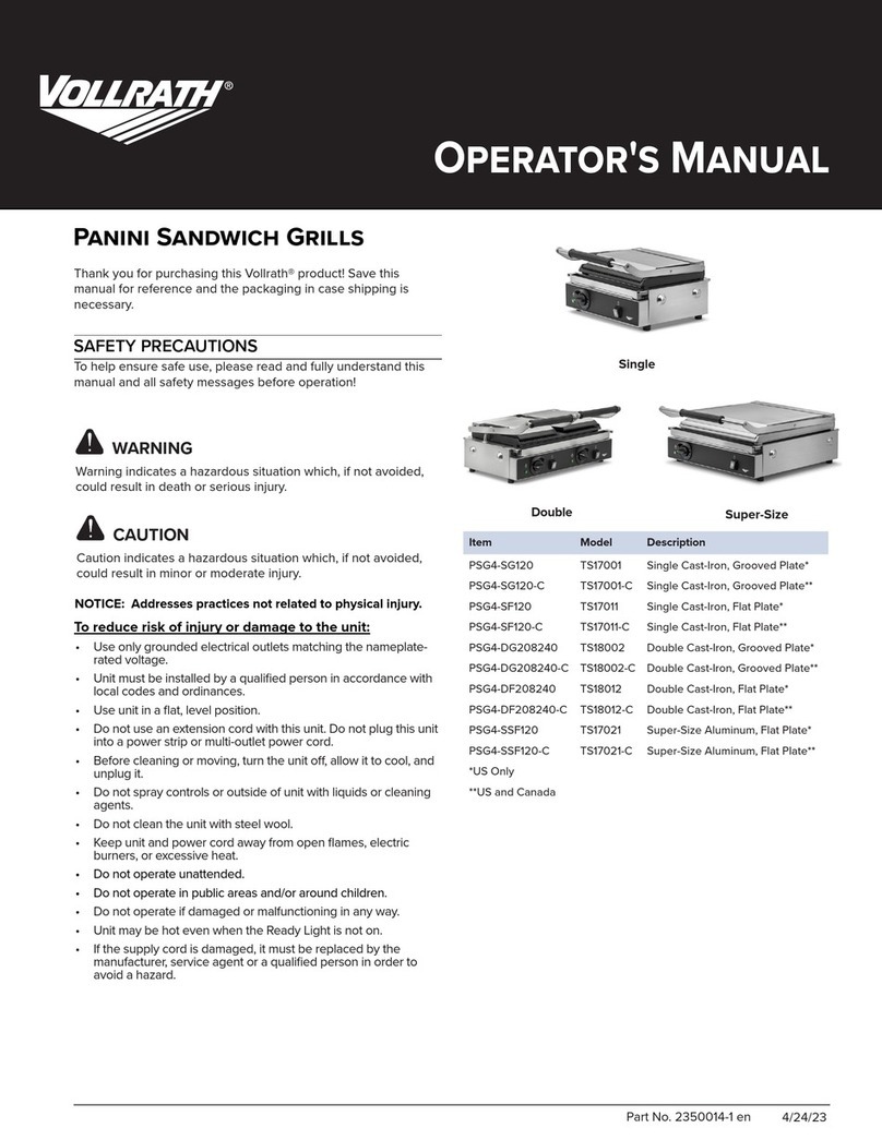 Vollrath TS17001 User manual Vollrath TS17001 User manual