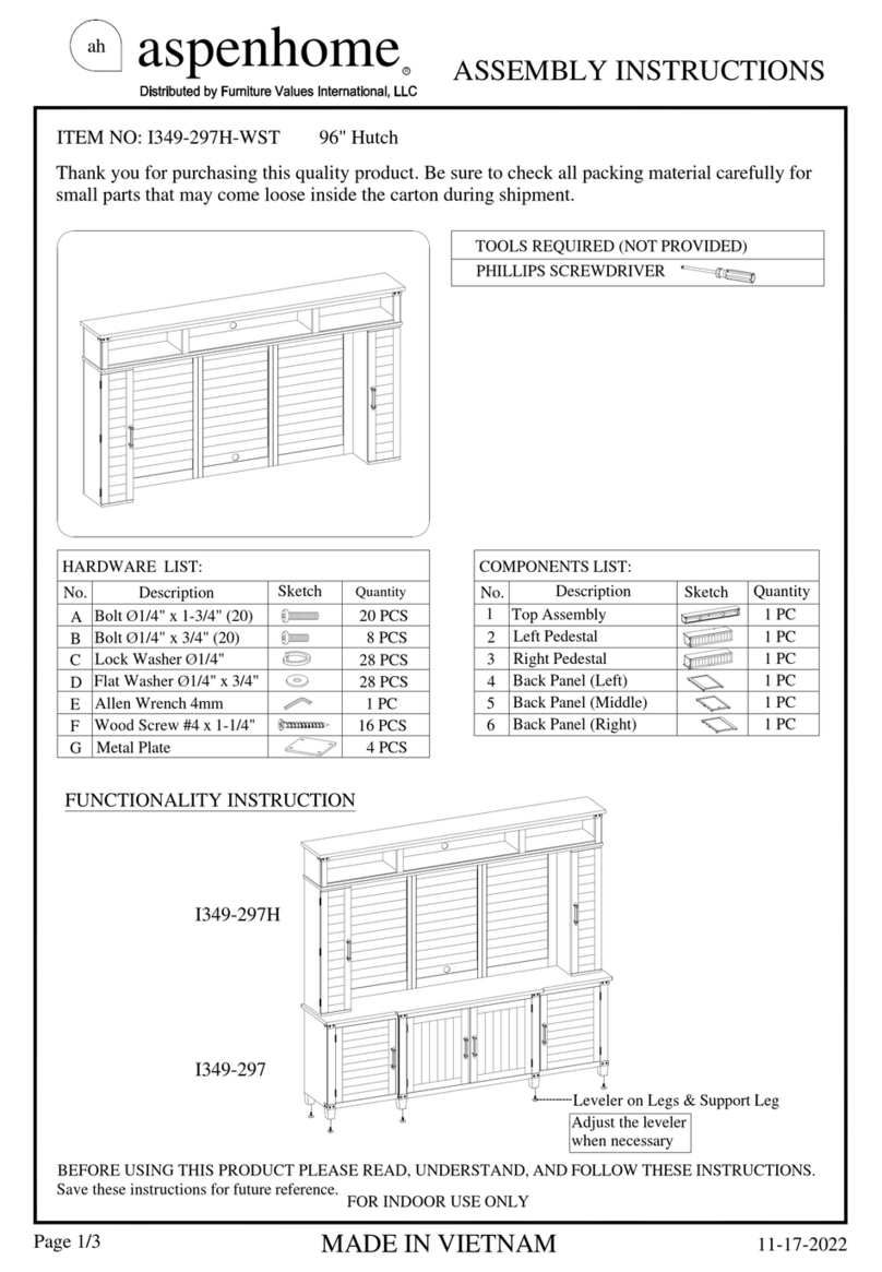 aspenhome I349-297H-WST User manual