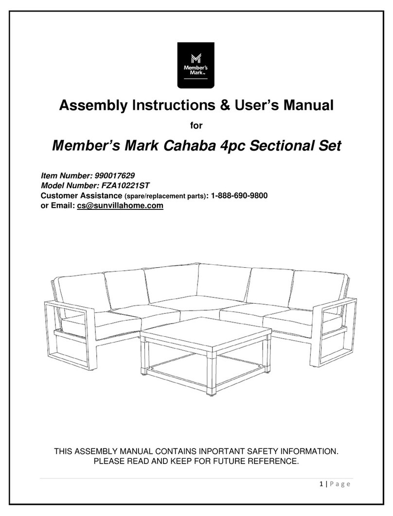 Members Mark Cahaba 4pc Sectional Set FZA10221ST Owner's manual Members Mark Cahaba 4pc Sectional Set FZA10221ST Owner's manual
