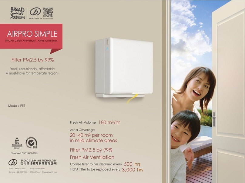 BROAD Clean Air AIRPRO SIMPLE quick start guide