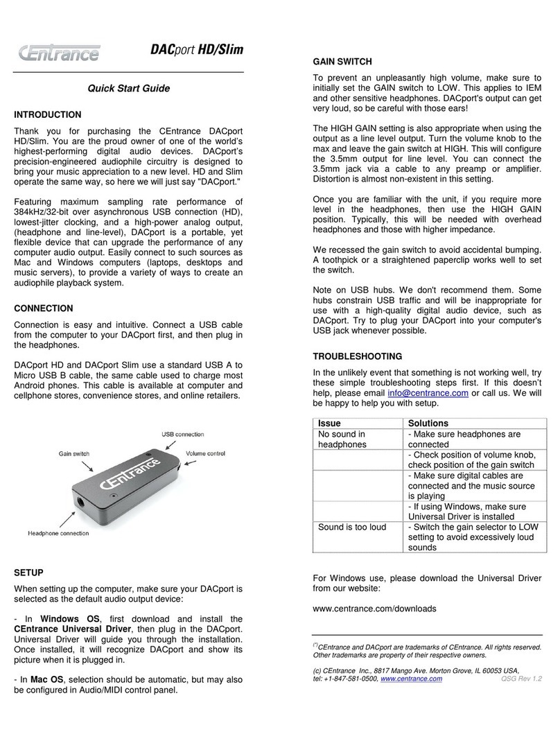 CEntrance DACport HD/Slim quick start guide
