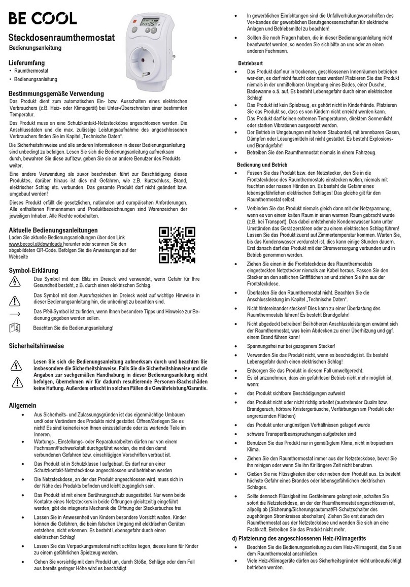 Be Cool BC23SRT01 operating instructions
