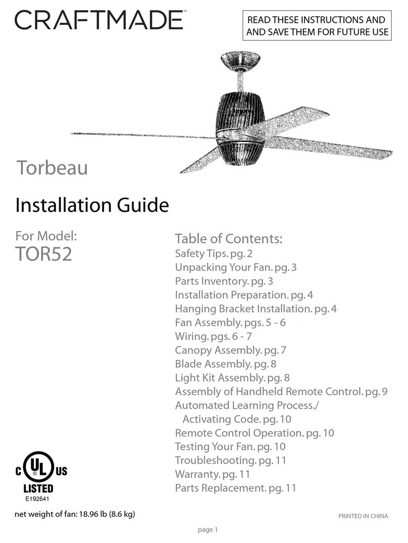 Craftmade Torbeau TOR52 installation guide