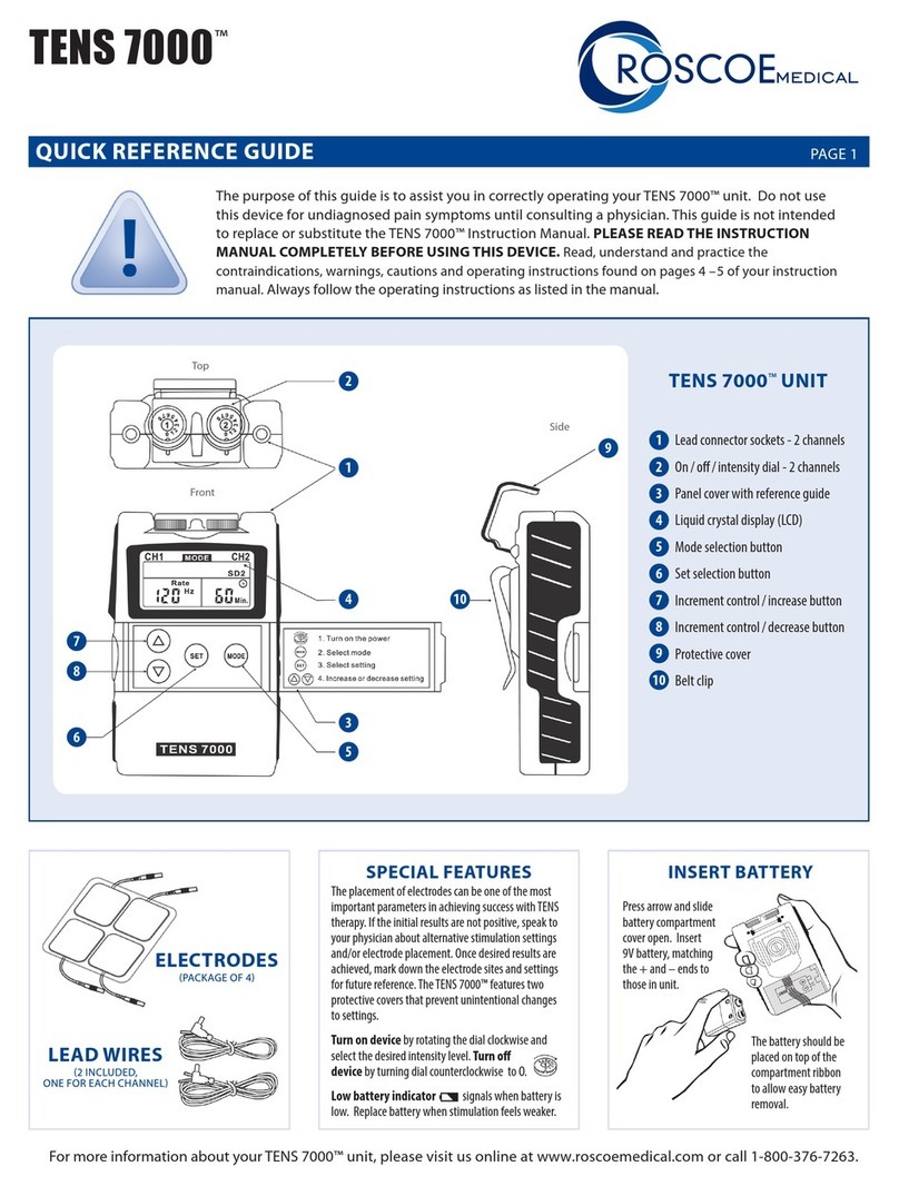 Roscoe Medical TENS 7000 Quick reference guide