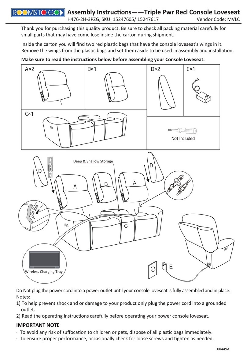ROOMS TO GO H476-2H-3PZG Assembly instructions ROOMS TO GO H476-2H-3PZG Assembly instructions