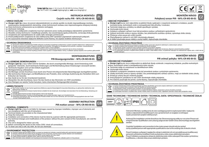 Design Light WYL-CR-M3-BI-01 Assembly instruction