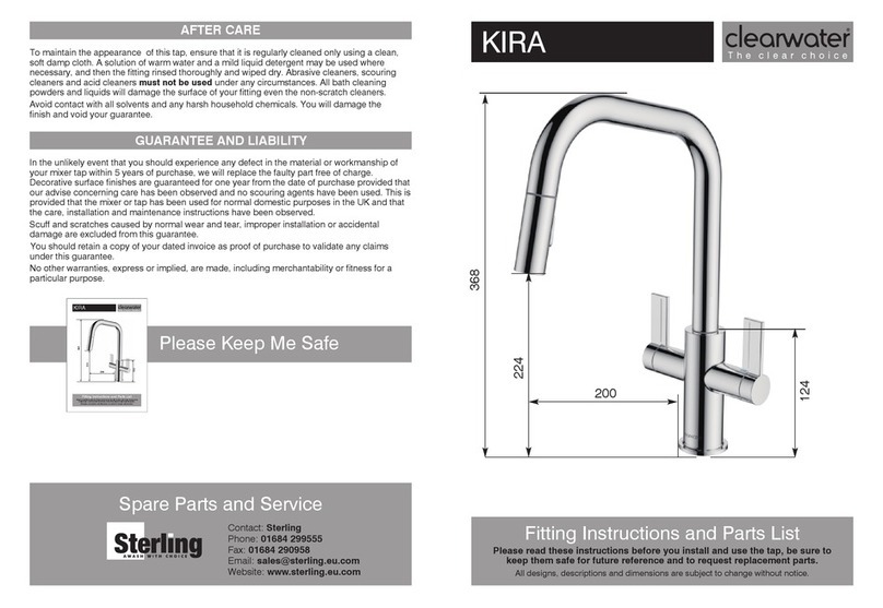 Clear Water KIRA Fitting Instructions and Parts List