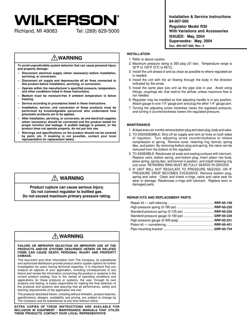 Wilkerson R30 Series Installation & service instructions