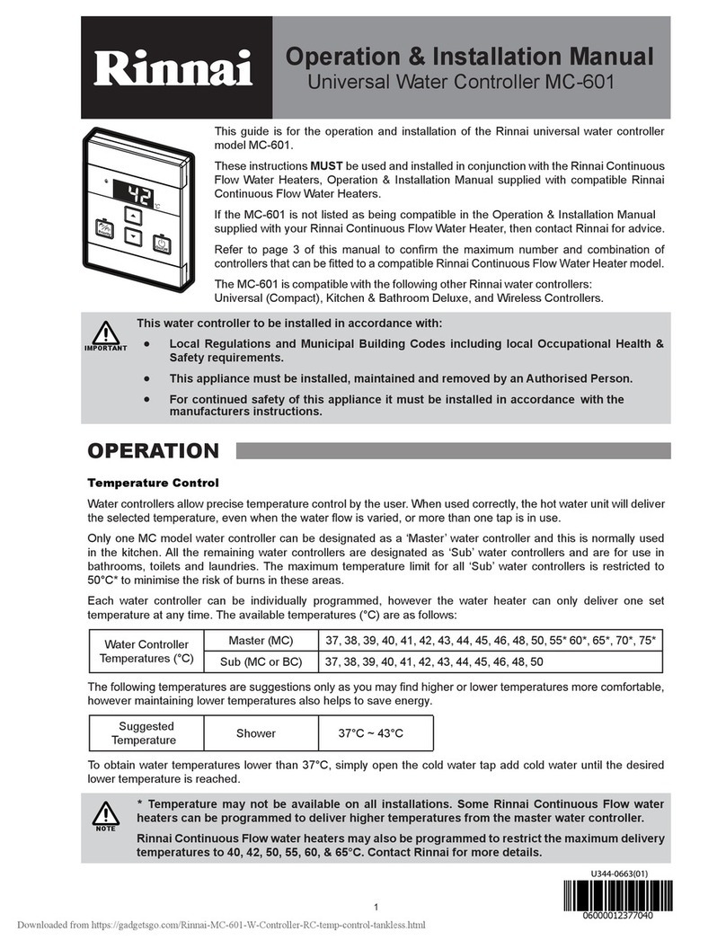 Rinnai MC-601-W Operation & installation manual