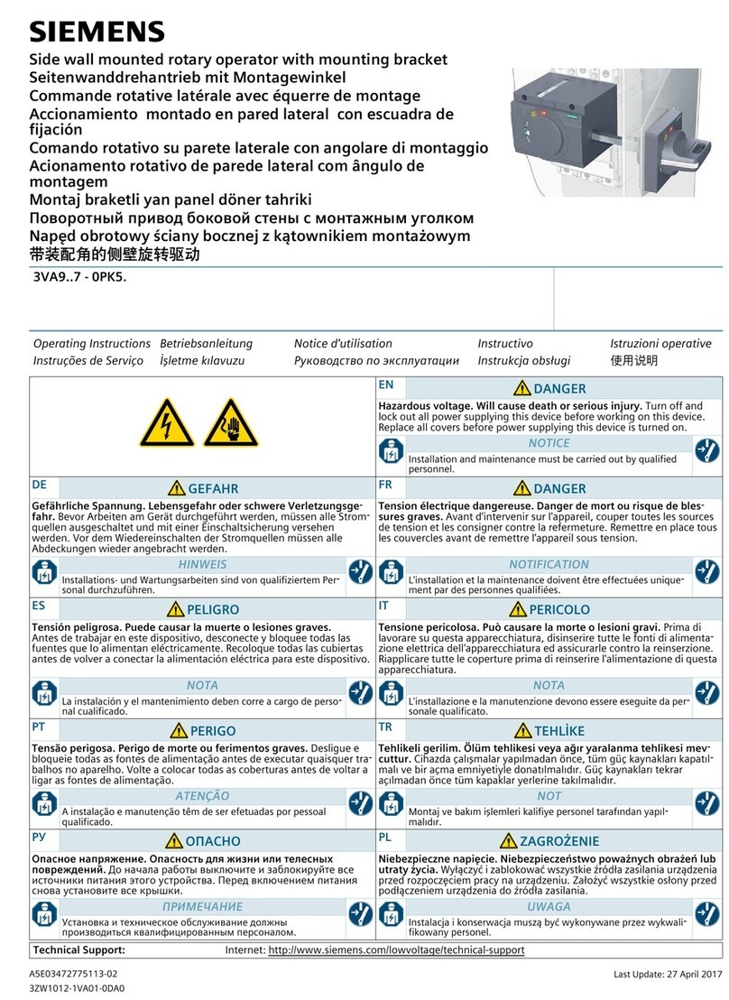 Siemens 3VA9 7 0JA1 Series operating instructions Siemens 3VA9 7 0JA1 Series operating instructions