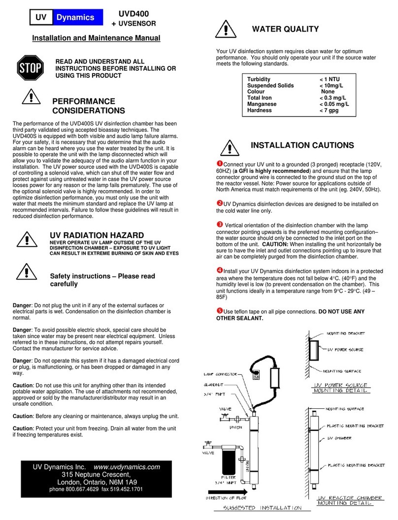 UV Dynamics UVD400/S Installation and maintenance manual