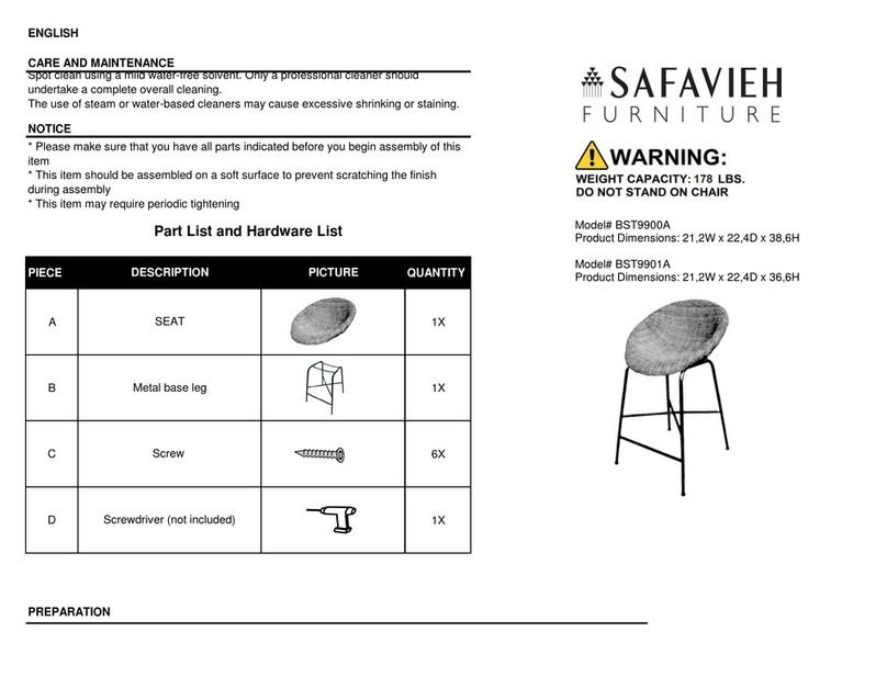 Safavieh Furniture Rihaan BST9900A manual