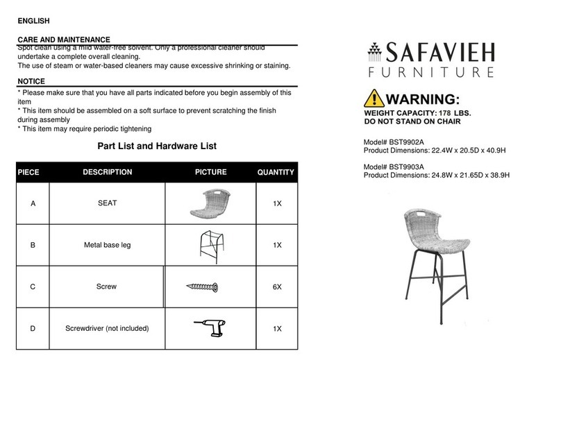 Safavieh Furniture Jahsiah BST9902A manual Safavieh Furniture Jahsiah BST9902A manual
