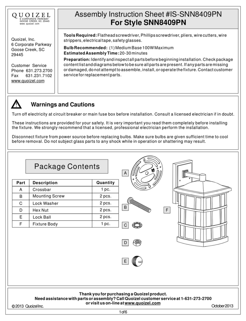 Quoizel SNN8409PN Assembly instruction sheet