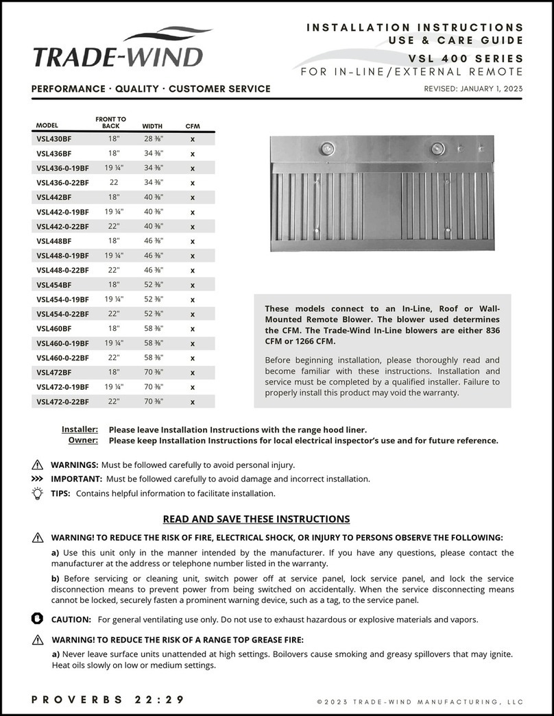 Trade-wind VSL400 Series installation instructions