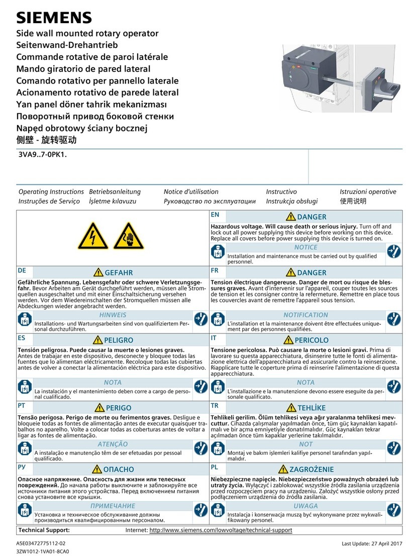 Siemens 3VA9 7-OPK1 Series operating instructions