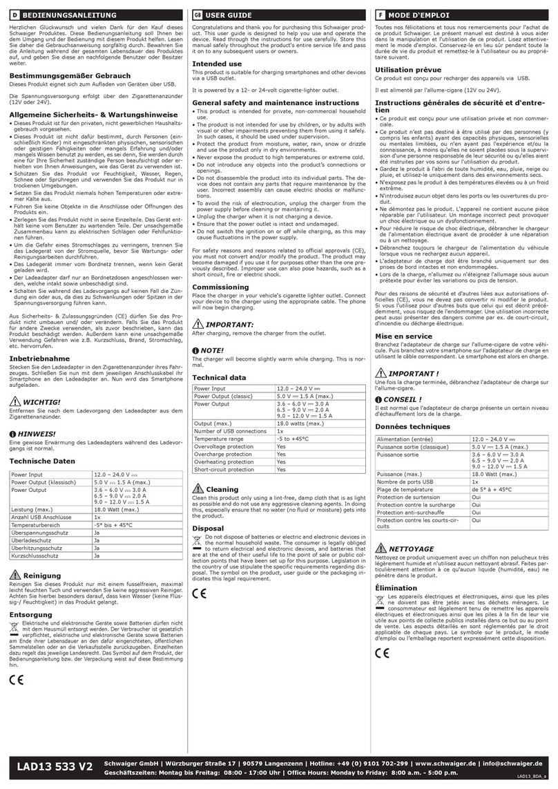 Schwaiger LAD13 533 user guide