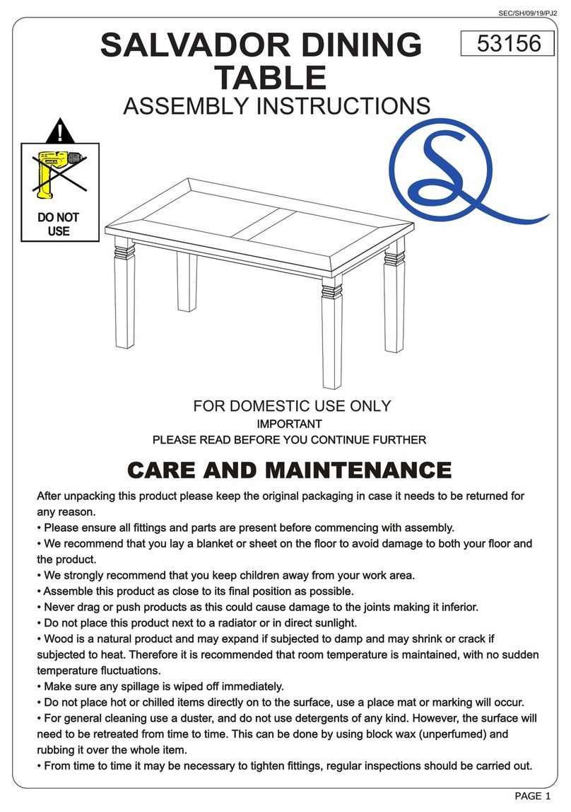 Seconique SALVADOR SEC/SH/09/19/PJ2 Assembly instructions