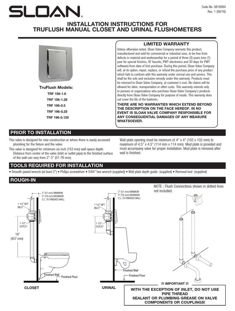 Sloan TruFlush TRF 156-1.6 installation instructions Sloan TruFlush TRF 156-1.6 installation instructions