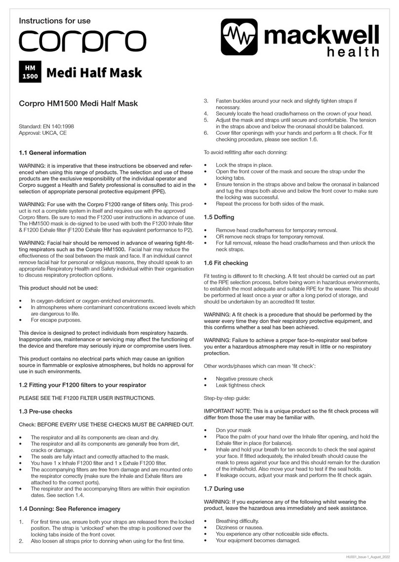 Mackwell Corpro HM1500 Medi Half Mask Instructions for use