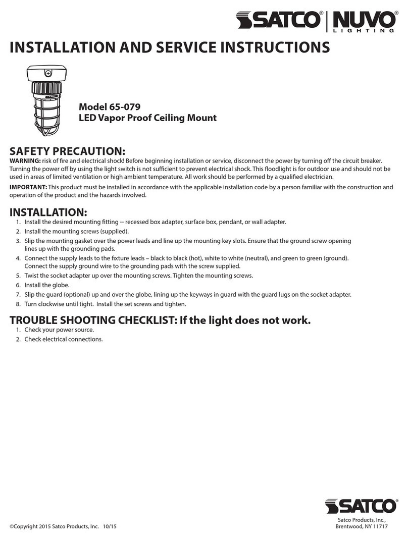 Satco NUVO LIGHTING 65-079 Installation and service instructions