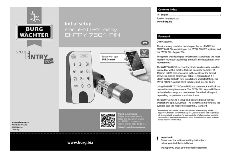 Burg Wächter secuENTRY easy ENTRY 7601 PIN Initial setup Burg Wächter secuENTRY easy ENTRY 7601 PIN Initial setup