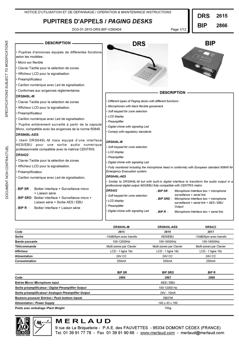 Merlaud DRS 849 L-M Operation & maintenance instructions