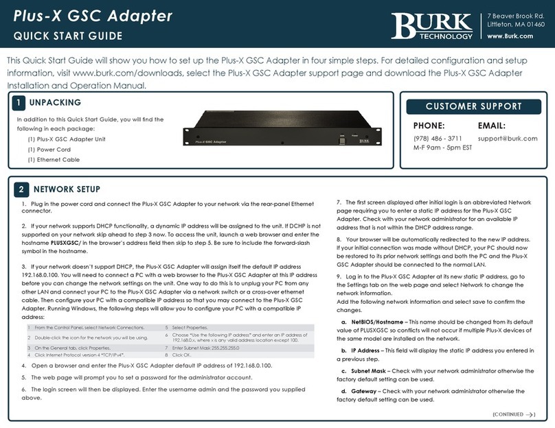 BURK Technology Plus-X GSC quick start guide