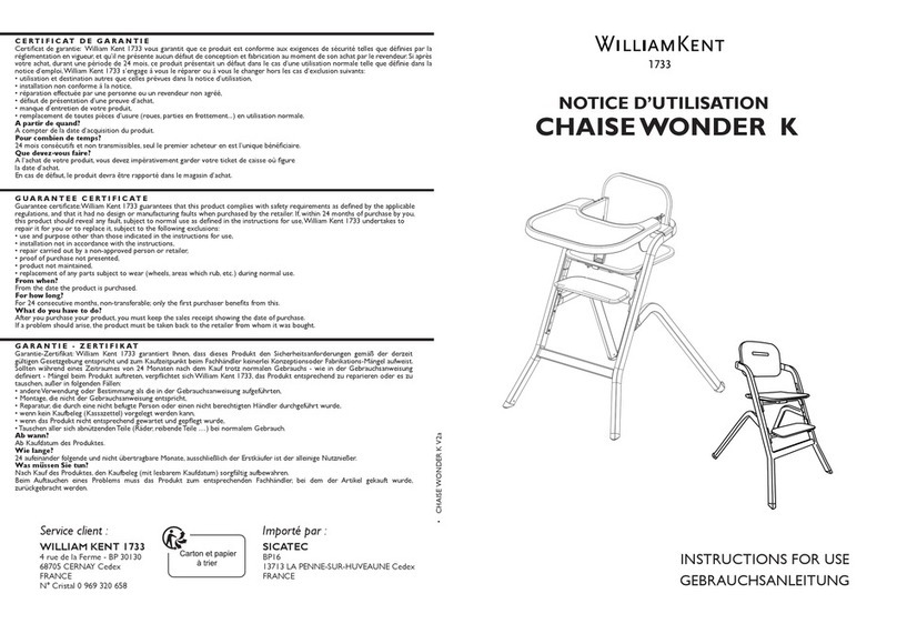William Kent 1733 WONDER K Instructions for use