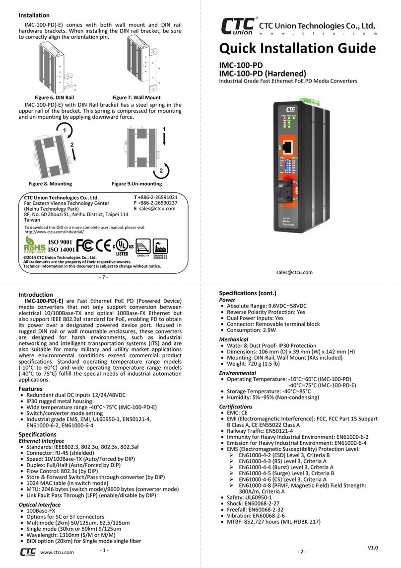 CTC Union IMC-100-PD Quick installation guide