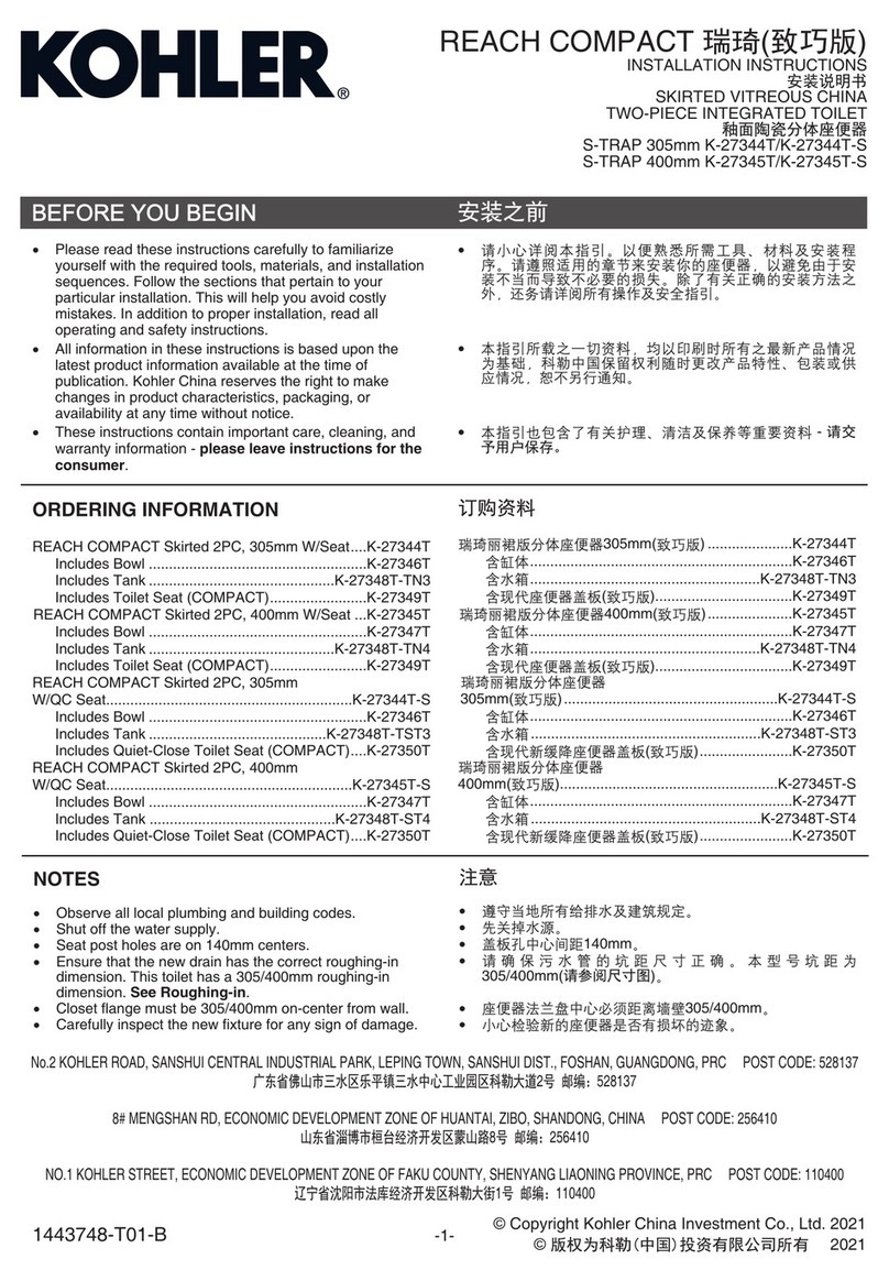 Kohler S-TRAP K-27344T User manual