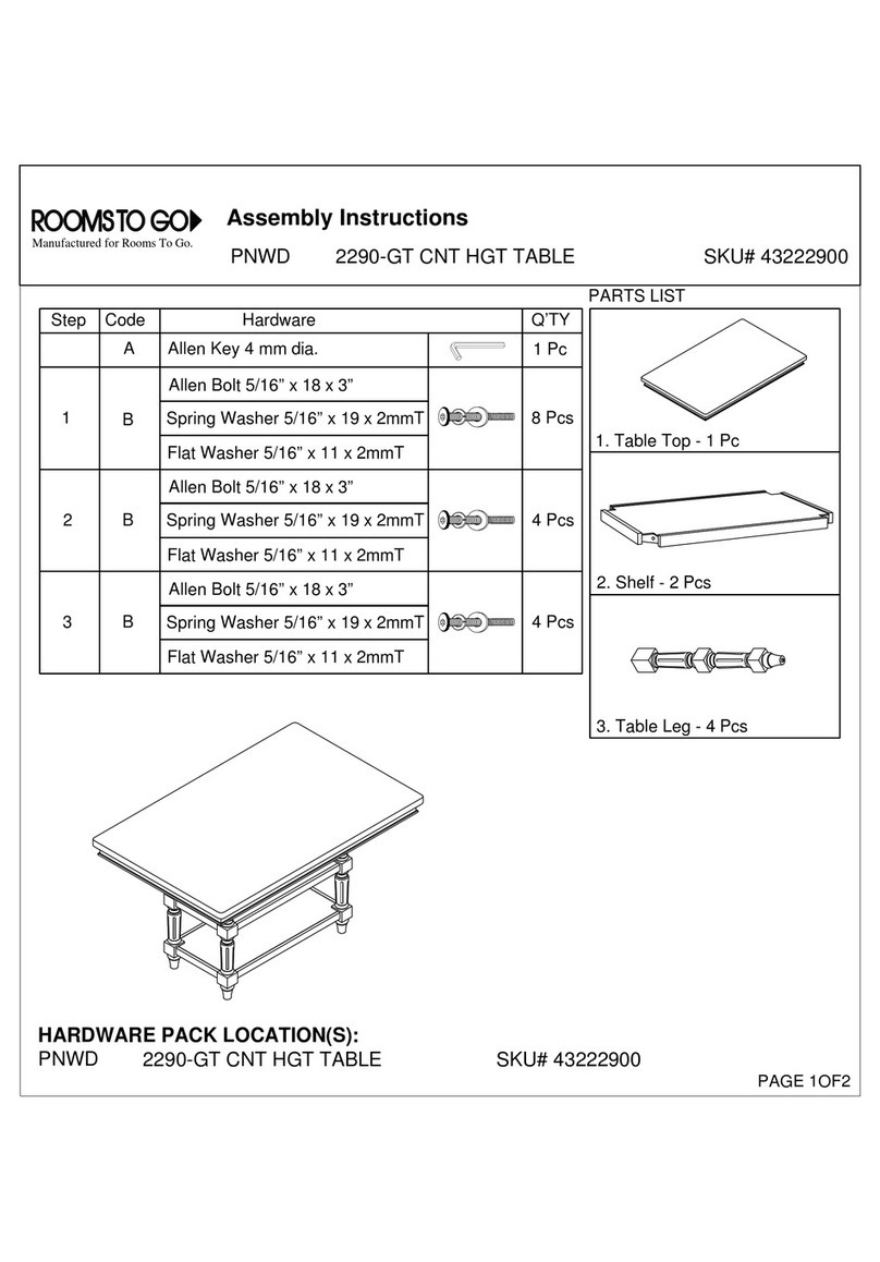 ROOMS TO GO PNWD 2290-GT CNT HGT TABLE Assembly instructions