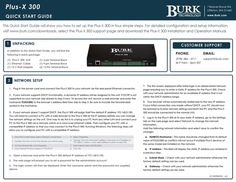 BURK Technology Plus-X 300 quick start guide BURK Technology Plus-X 300 quick start guide