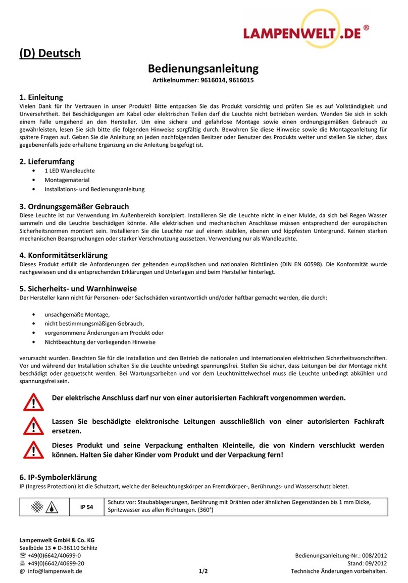 Lampenwelt 9616014 operating instructions