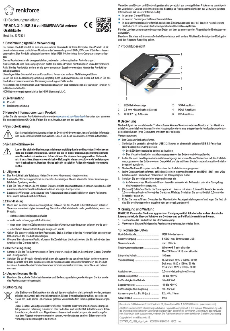 Renkforce RF-VDA-310 operating instructions